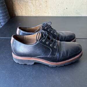 TRASK MEN/MAN BLACK/BROWN TRIM LACE UP OCCUPATIONAL/WORK SHOES SIZE 10 Vibram